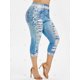 thumbnail image 2 of Plus 3D Tamaño Jean Imprimir flaco Capri Leggings Rosegal Leggings de talla grande, 2 of 5