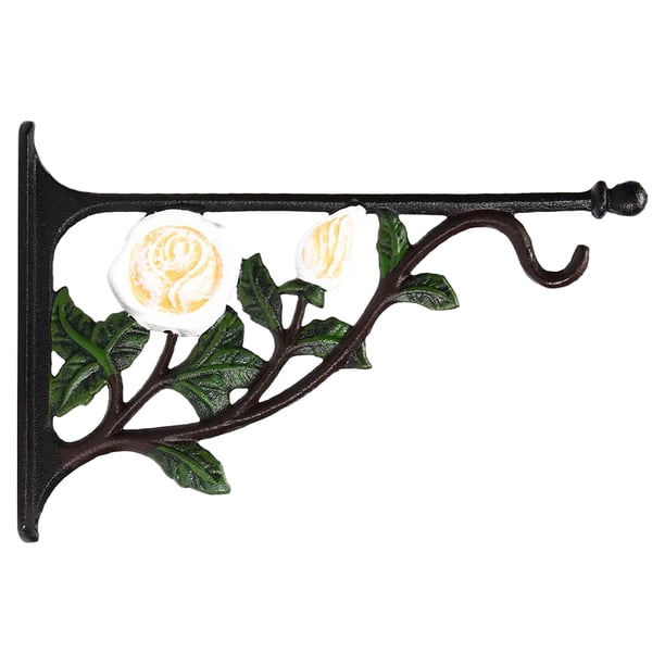 KAKOWELY Gancho de hierro para cesta de flores de pared con diseño creativo de rosas para colgar comedero de pájaros