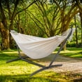 thumbnail image 6 of Double Hammock with Stand Included 450lb Capacity Steel Stand, Premium Carry Bag Included.Indoor Outdoor Brazilian-Style Cotton Bed for Backyard, Camping,Garden,Green, 6 of 12