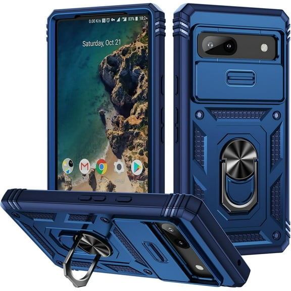 REQO Case for Google Pixel 9A,Military Grade Car Holder Protection [Built-in Kickstand] Metal Ring Dual-Layer Heavy Duty TPU PC Shockproof Phone Case for Google Pixel 9A