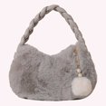 thumbnail image 2 of Bolsos Mullidos para Mujer Bolsos Mano Con Correa Trenzada PU Bolso Hobo Piel Sintética (gris), 2 of 9