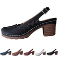 thumbnail image 2 of NOKIO Women's V𝗂ntage Chun𝗄𝗒 Sandals Adjustable Slingback S𝗅ip On Slippers Hollow Summer Outdoor Ladies Shoes Closed Toe Breathable Sandalias de Mujer, 2 of 7