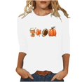 thumbnail image 1 of KIHOUT Hauts en Liquidation, Chemises à Manches 3/4 pour Femmes Blouse Imprimée Graphique d'Automne Col Rond T-shirts Décontractés Amples Chandails en Molleton Blouse, 1 of 4