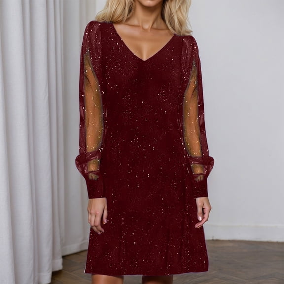 Dress for Women Long Sleeve Womens Sequin Dress Sparkle Holiday Party Dress Winter Formal Dresses for Women
