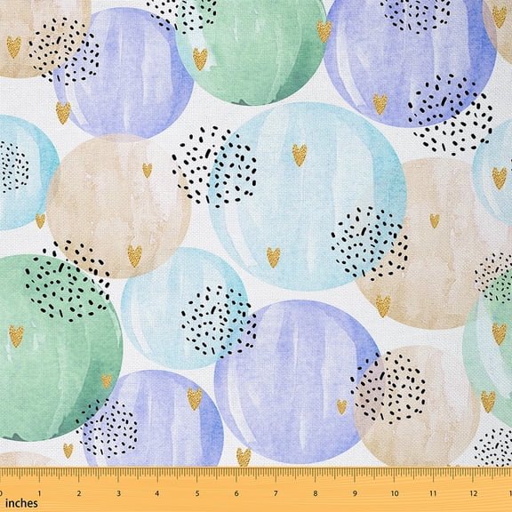 Homewish Blue Purple Cycle Fabric by the Yard 1 Yard for Kid, Chic Modern Abstract Room Decor Fabric by the Yard, Love Heart Sewing Fabric, Luxury Bedroom Decor