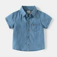 thumbnail image 2 of Gubotare Boys Short Sleeve Button Down Shirt Boys Short Sleeve Button Down Oxford Dress Shirts Summer Casual Clothes,Light Blue 3-4 Years, 2 of 4