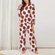 thumbnail image 2 of Balery Hand Drawn Strawberry Conjunto de Pijama con Estampado para Mujer, Conjunto de Dos Piezas con Manga Larga, Ropa de Dormir Suave con Bolsillos, Pijamas Cómodos-Medium, 2 of 7
