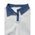 thumbnail image 3 of Women's Drop Shoulder Denim Patchwork Sweater Loose Fit Long Sleeve Knit, 3 of 5