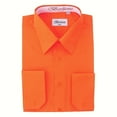thumbnail image 2 of Berlioni Italy Men's Convertible Cuff Solid Long Sleeve Dress Shirt Orange, 2 of 2