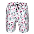 thumbnail image 4 of Kdxio Tulips Flowers Pattern Mens Casual Shorts - Drawstring Summer Beach Sports Shorts for Men, 4 of 9