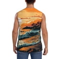 thumbnail image 4 of Honeii Serene Ocean Sunset Print Men's Sleeveless Muscle Shirts, Breathable & Quick-Dry Gym Shirt, Athletic Tank Top for Running, Fitness, and Outdoor Activities-3X-Large, 4 of 7