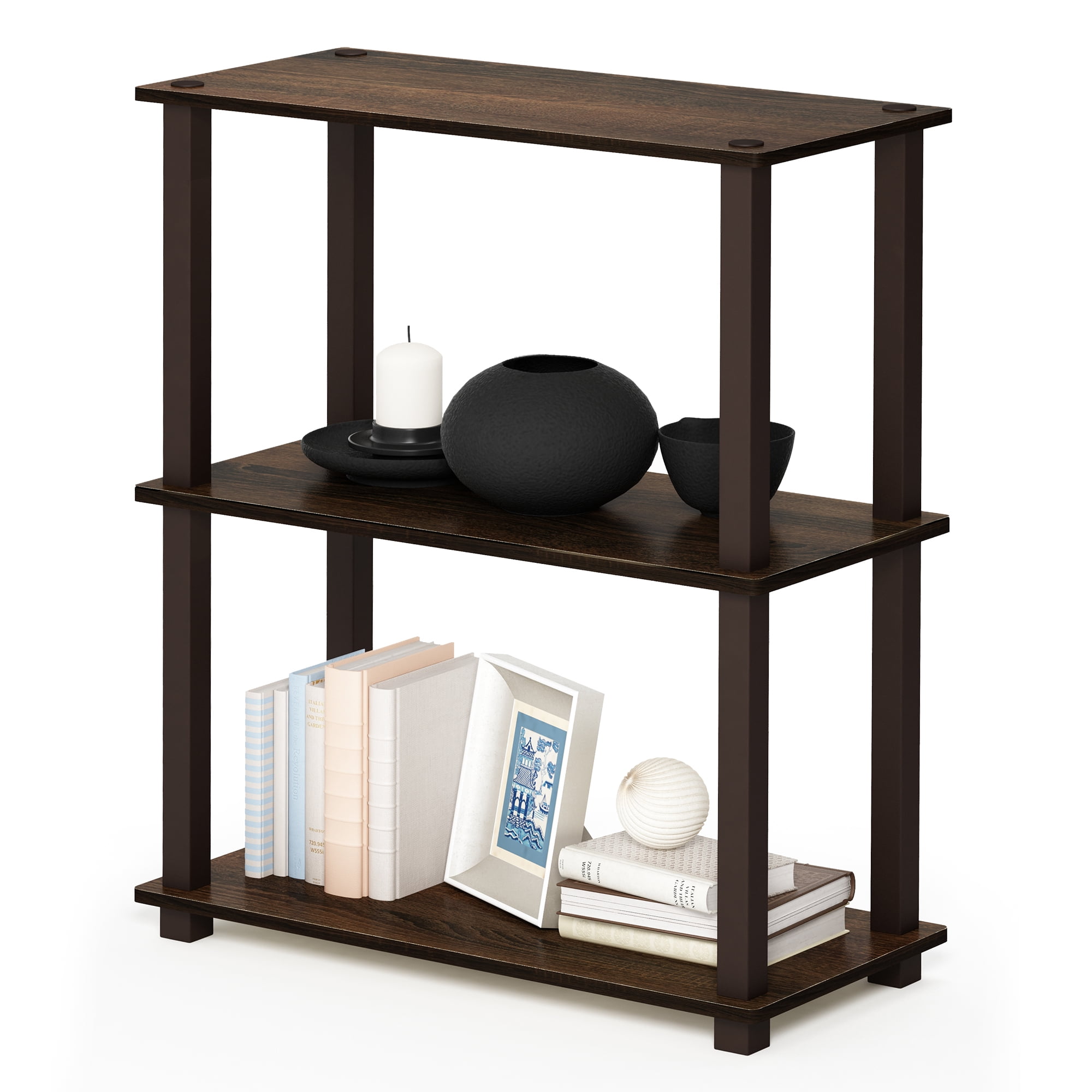 Furinno Turn-N-Tube 23.6 W x 11.6 D x 29.5 H 3-Shelf Decorative Shelves, Brown