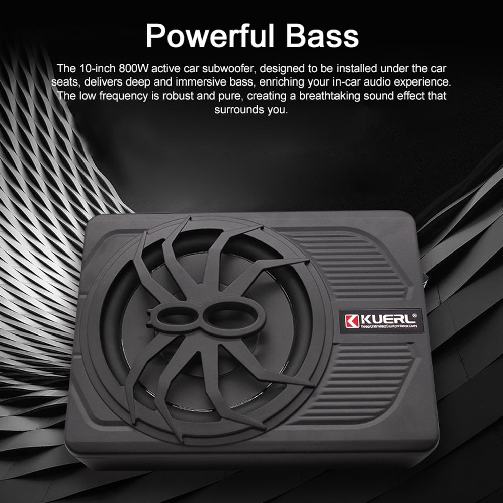 Caisson De Basses Actif 600W 8" Pour Voiture - Ampli Intégré, Fin, Mode Vocal/Pure Bass