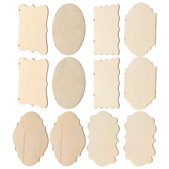 12pcs Unfinished Wood Signs Hanging Wooden Plaques DIY Craft Project Wood Signs