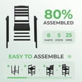 thumbnail image 7 of SERWALL Tall Balcony Adirondack Chairs Set of 2, HDPE Outdoor Bar Height Barstools Chair Set of 2 for Bistro, Poolside, Garden, Black, 7 of 7