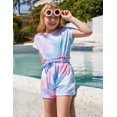 thumbnail image 5 of Arshiner Girls 2 Piece Outfit Summer Drop Shoulder Batwing Sleeve Tops and Paperbag Waist Shorts Set Cute Clothing, 5 of 8