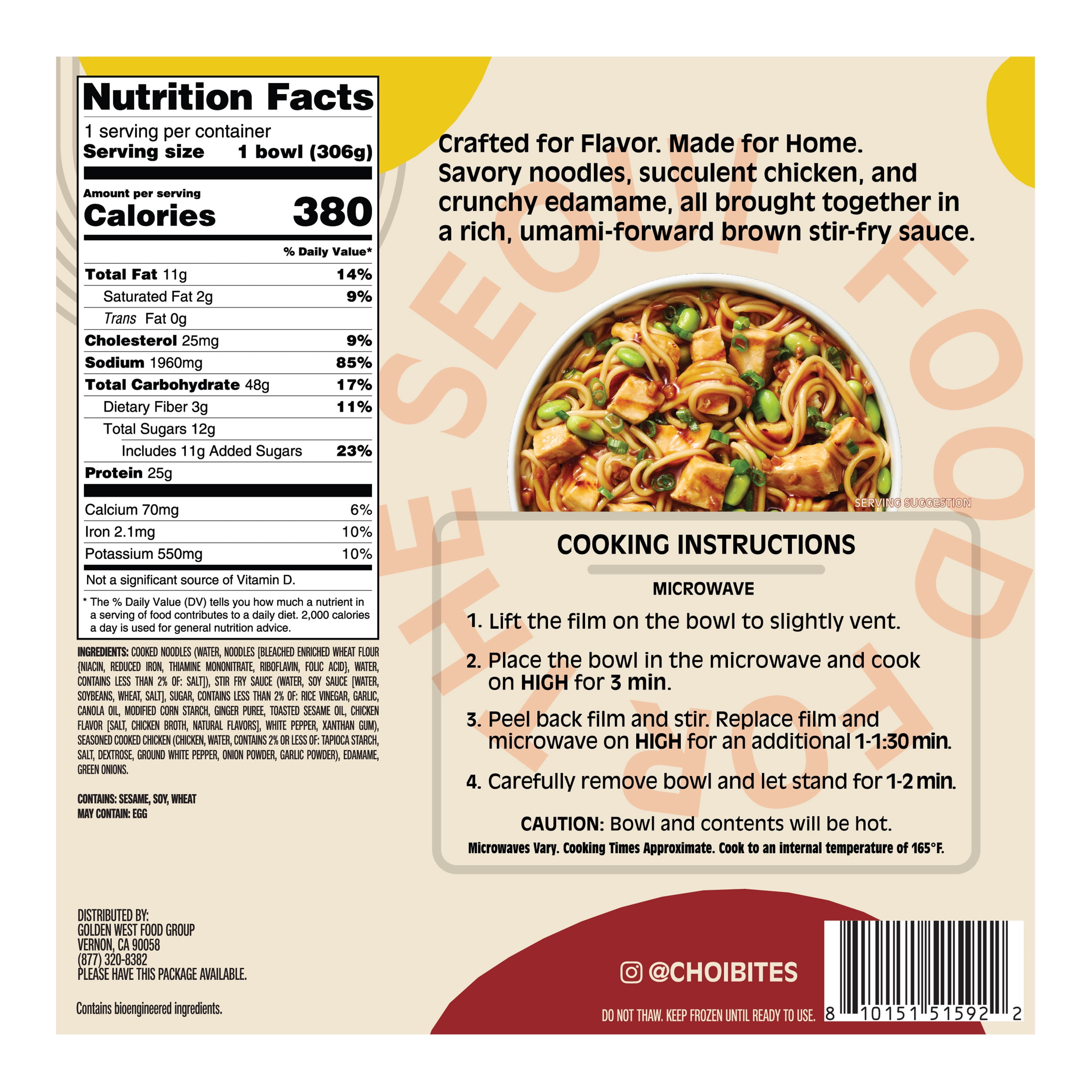 Esther Choi Stir Fried Noodles with Chicken, 10.8 oz (Frozen)