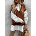 thumbnail image 5 of Asyoly Women Fall Sweater Vest V Neck Cable Knitted Oversized Sleeveless Pullovers Jumper, 5 of 8