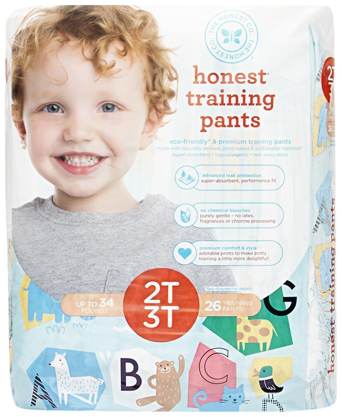 Honest Training Pants, Animal Abcs, 2T3T, 26 Count 2T/3T