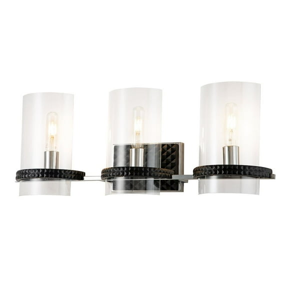 Lucas McKearn Mazant 3-light Metal Bath Vanity Light in Matte Black/Chrome
