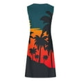 thumbnail image 5 of Pisexur Robes d'Été pour Femmes Décontractées Hawaïennes à Fleurs Robe de Plage Col Rond Sans Manches Mode Bohème Robe de Plage à Fleurs Robe d'Été Robe Trapèze P-2TG, 5 of 5