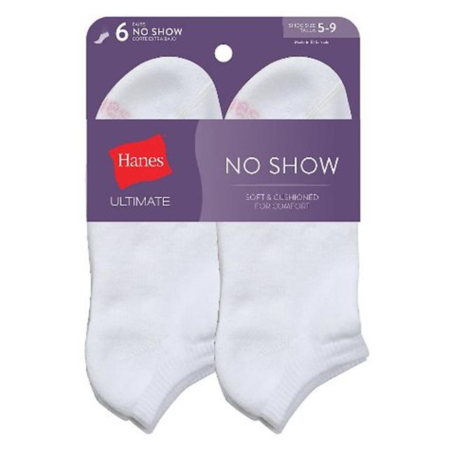 Hanes UC106 White Ultimate Womens NoShow Socks, Size 59 Pack of 6 Walmart Canada