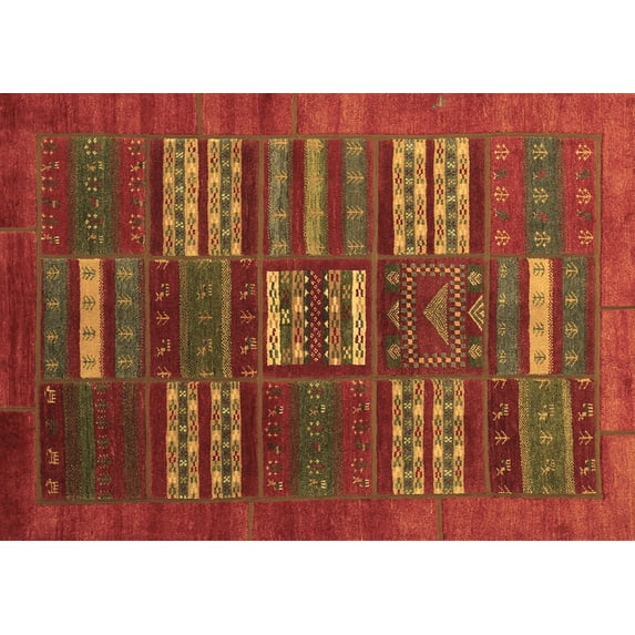 Ahgly Company Indoor Rectangle Abstract Brown Contemporary Area Rugs, 3' x 5'