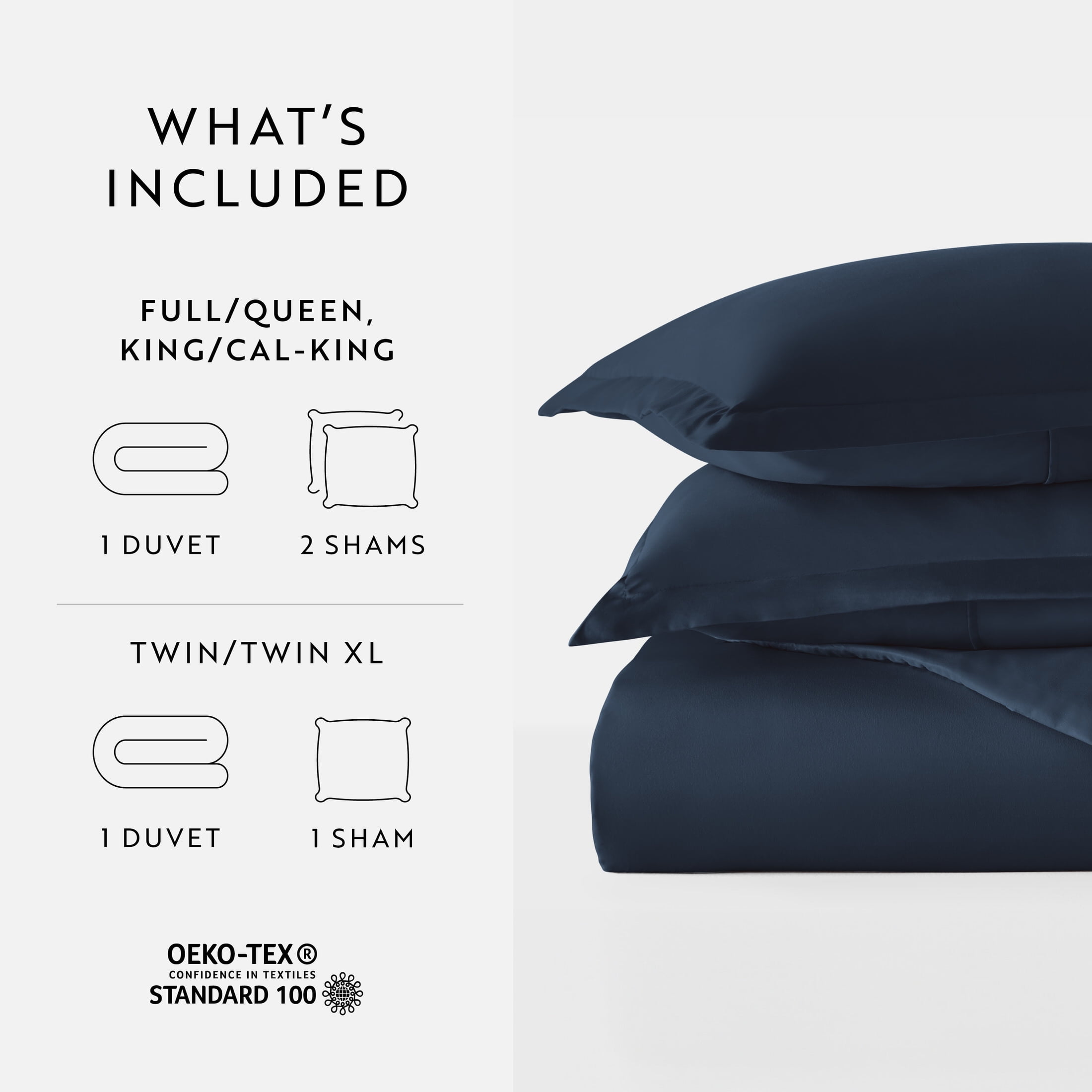 Noble Linens 3-Piece Navy Duvet Cover Set, Full/Queen