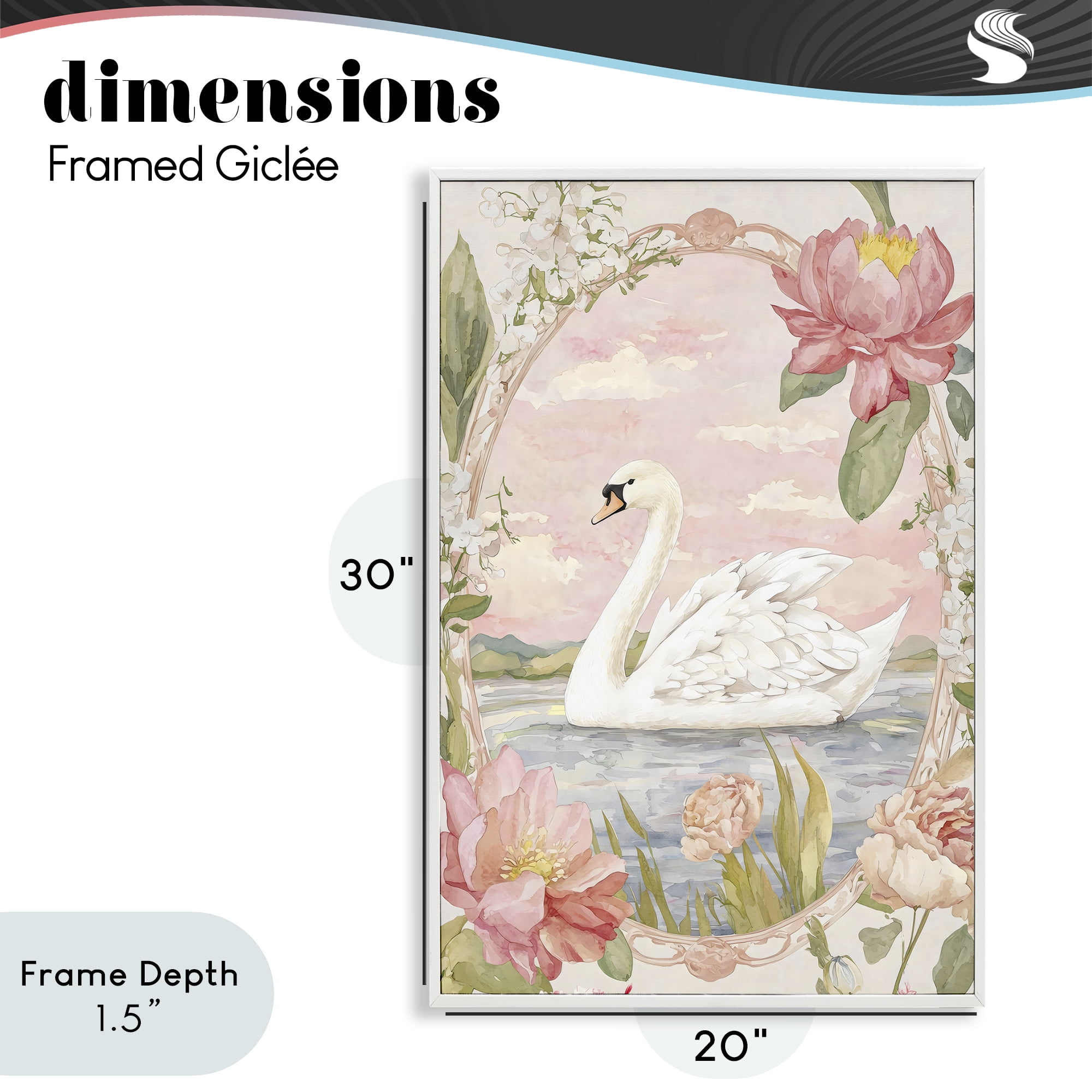 Stupell Industries Floral Border Swan in Bloom White Framed Giclee Art, design by Creative Studio