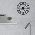 thumbnail image 3 of Reloj de pared de metal con números romanos, relojes de pared vintage, reloj de pared silencioso y original para sala de estar, oficina, decoración del hogar, negro. Afortunado Sencillez, 3 of 5