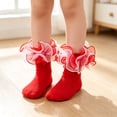 thumbnail image 6 of CHCNHAC 2 Pairs Red Girls Lace Trim Dance Socks, Cotton Ballet Ankle Socks with Ruffles for Toddlers Kids, Princess Performance Socks for Dance Recital Birthday Gift, 6 of 6