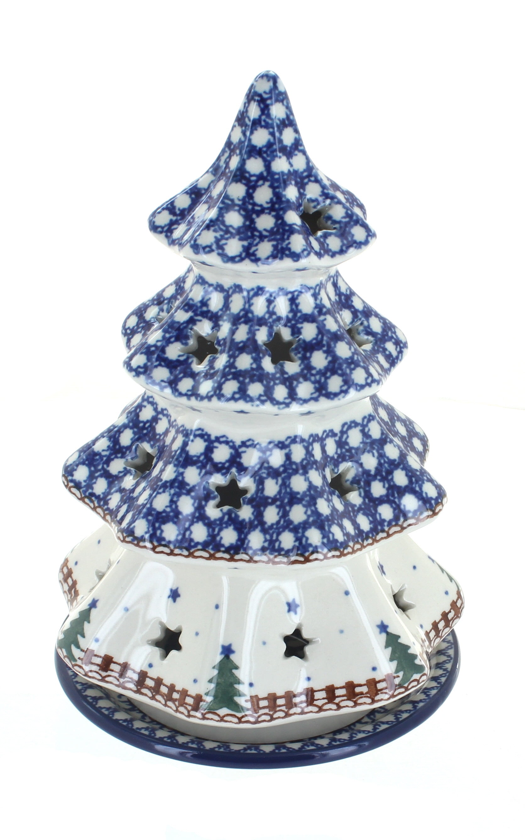 Polish Pottery Rustic Pines Large Christmas Tree Luminary - Walmart.com