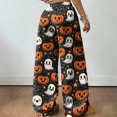 thumbnail image 5 of Fabrcox Halloween Womens Pj Pants Funny Pumpkin Ghost Spider Web Women's Sleep Pants Comfy Spooky Fall Winter Wide Leg Lounge Pants Women, 5 of 5