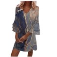thumbnail image 1 of Txlixc Vestido estampado de 3 / 4 mangas para mujeres, vestido de verano con volantes de cuello V Txlixc moda, 1 of 7