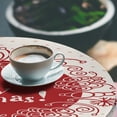 thumbnail image 2 of Ambesonne Christmas Fitted Round Tablecloth, Sketchy Doodles, 36"- 40" Diameter, White Red Coral, 2 of 4