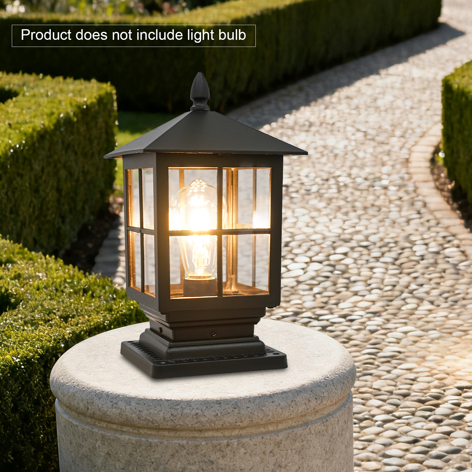 Peakora Retro Style Post Light Aluminum Alloy Post Light, Outdoor Post Lantern Landscape Post Lamp for Bedrooms, Cafes, Stores