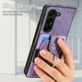 thumbnail image 3 of Feishell for Samsung Galaxy Z Fold 6 Wallet Case with Elastic Card Holder,Premium PU Leather 360° Rotation Finger Ring Holder Kickstand Anti-Scratch Shockproof Protective Phone Case,Purple, 3 of 7