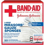 2 Pk JOHNSON & JOHNSON Red Cross Mirasorb Gauze Sponges 4" X 4" 50 Ea(100 Total)