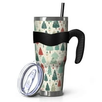 40oz Tumbler,Beige Christmas Tree Pattern Insulated Tumblers with Removable Handle,Stainless Steel Double Vacuum Coffee Tumbler Cup with Straw for Home,Office,Travel,Party
