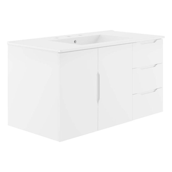 Sink Vanity Cabinet, White, Ceramic, Melamine, Modern Contemporary, Hotel Bedroom Bathroom Master Suite Guest