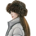 thumbnail image 2 of Womens Winter Warm Faux Fur Bucket Cossak Russian Style Bucket Hat Fuzzy Plush Fisherman Cap Windproof Ski Cap, 2 of 14
