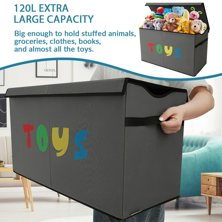 Extra Large Toy Box Storage Organizer With Lid 4/3 Grids Large Toy Chest Collapsible Storage Baskets Boys Girls Living Room Nursery Playroom 39 X 13 X 15 5 thumbnail image
