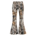 thumbnail image 3 of Grblisyd Girls Camo Pants Flare Leg Kids Camo Maple Leaf Print Pants School Uniform Slacks Preppy Clothes With Button and Pockets, 3 of 6