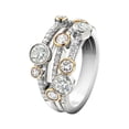 thumbnail image 1 of Two Tone Zircon Ring With Hollow Geometric Lines Round Dots And Diamond Inlay Women's Color Separation Ring, 1 of 8