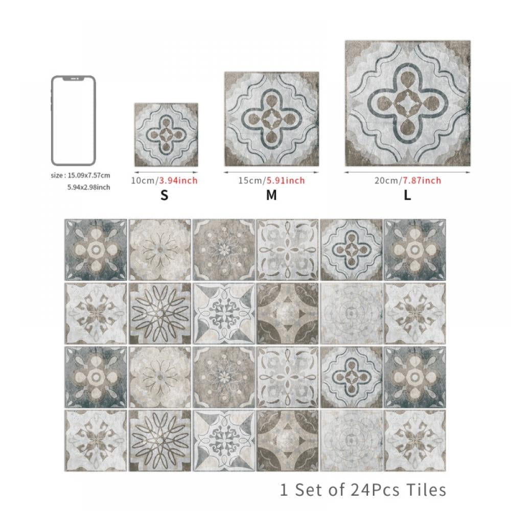 8 x 8 Inch Peel and Stick Wall Stickers,Set of 24, Sticky Backsplash Vinyl Waterproof Removable Tile Sticker Decals for Bathroom & Kitchen