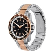 A|X Armani Exchange Mens Three-Hand Date Silver and Rose Gold Two-Tone Stainless Steel Bracelet Watch (Model: AX1962)
