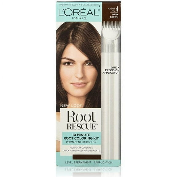 L'Oreal Paris Root Rescue Permanent Hair Color, Dark Brown 4 (3 pack)