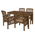 thumbnail image 3 of Modern 5-Piece Slat-Top Solid Acacia Wood Outdoor Dining Set - Dark Brown, 3 of 10