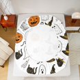 thumbnail image 4 of Manfei Spooky Pumpkin Lantern Fitted Sheet Full,Ghost Print Halloween Bed Set,3pcs,1 Fitted Sheet and 2 Pillowcases, 4 of 6
