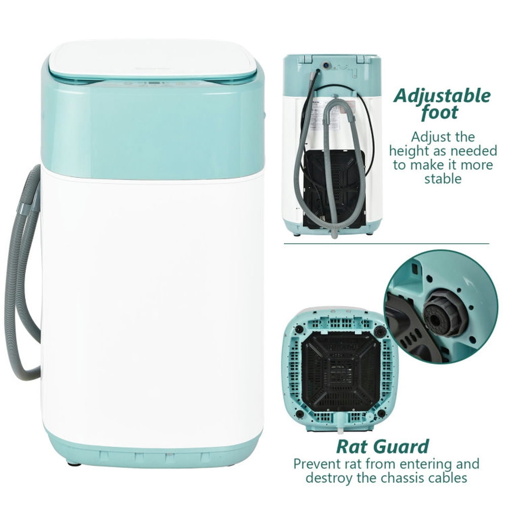 Canddidliike 8 Lbs Portable Fully Automatic Washing Machine with Drain Pump, Portable and Powerful Washer with Automatic Imbalance Adjustment, Compact Laundry Washer for Indoor, Green
